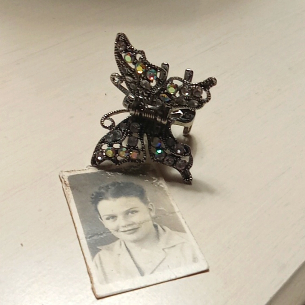 Vintage Rhinestone butterfly hair clip